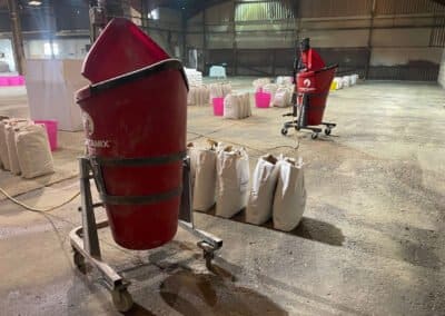 Factory interior showing materials ready for use and portamix mixers