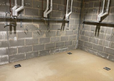 Completed floor screed in the players showers, wembley stadium, north london
