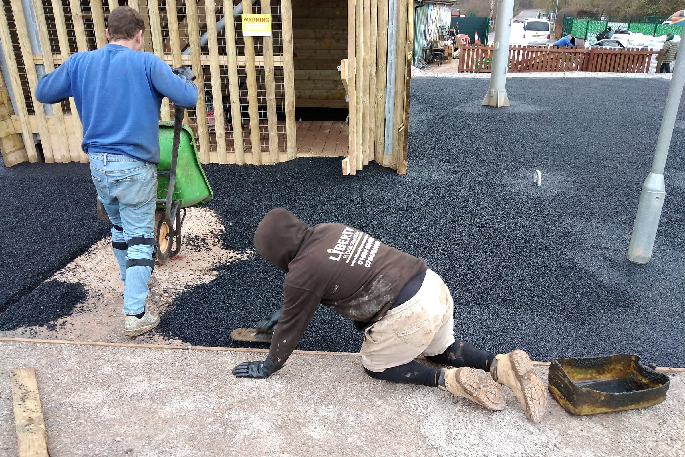 Rubber crumb surface being installed in Nottingham