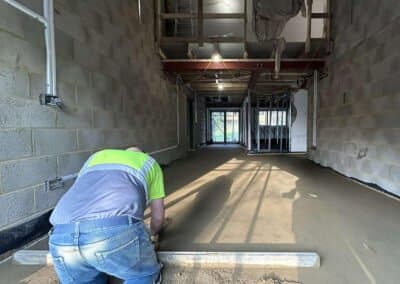 Floor screed contractor working at a new build home in brixworth, northampton