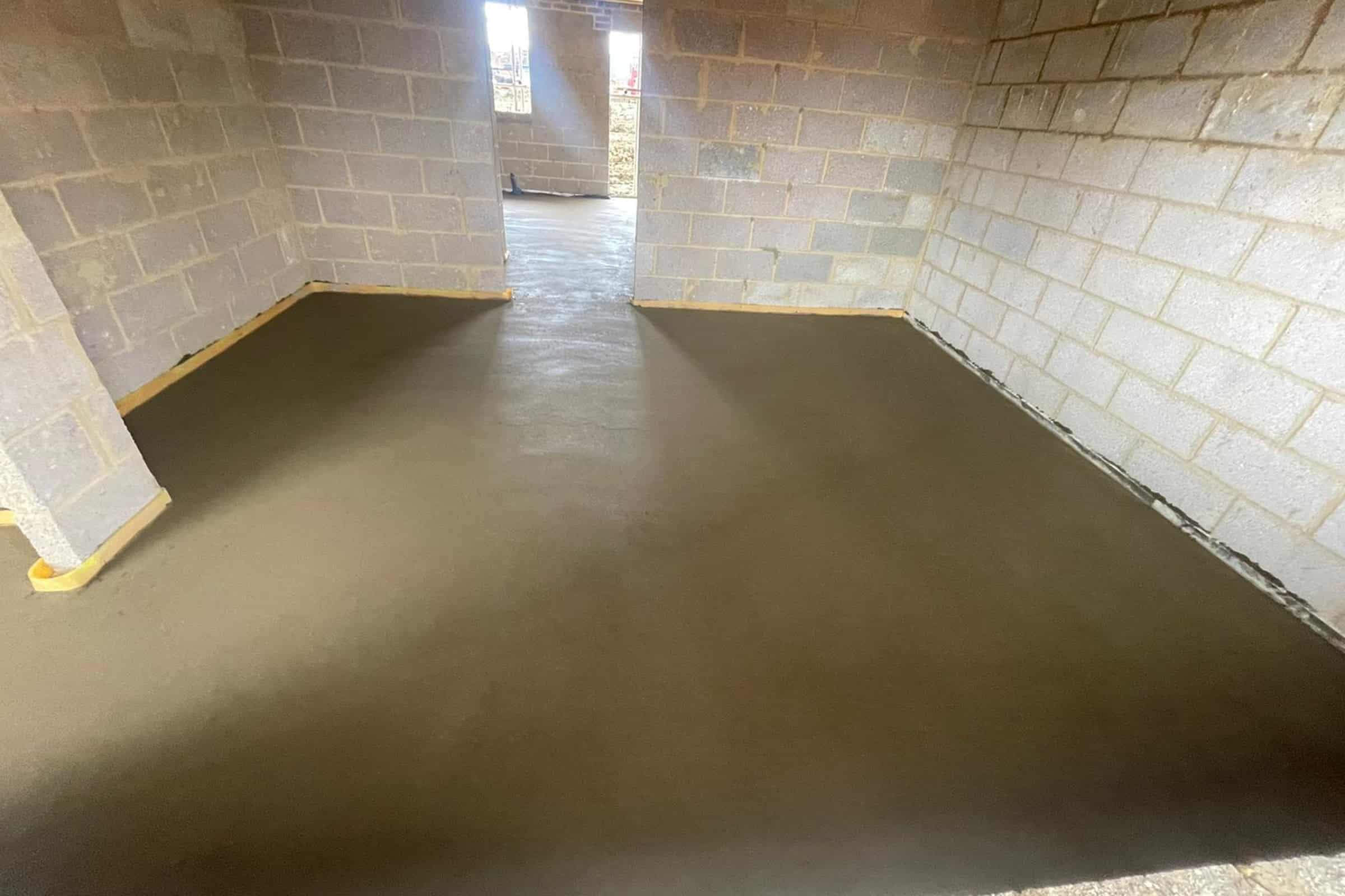 100m² traditional screed at a new build property in Rugby Finished floor screed at a new build property in Rugby