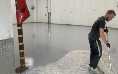 Resin floor coating at a motorsport facility in Northampton – 220㎡