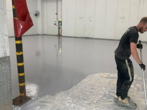 Resin floor coating at a motorsport facility in Northampton – 220㎡