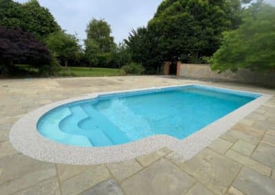Resin bound surround at an outdoor swimming pool in northants