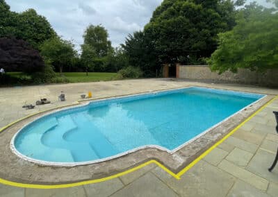An outdoor swimming pool in northants, prior to application of resin bound surface