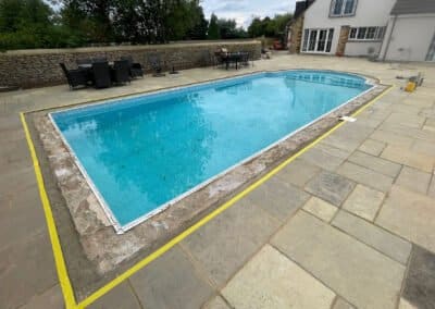 An outdoor swimming pool in northants, prior to application of resin bound surface