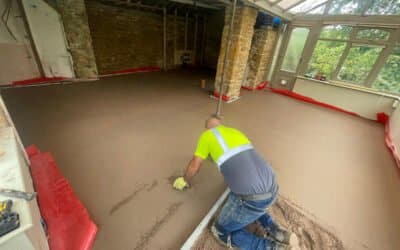 Floor screeding at Longborough in the Cotswolds 110㎡