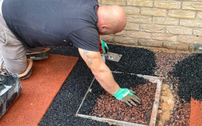 Wet pour rubber installation in Northampton – 35㎡