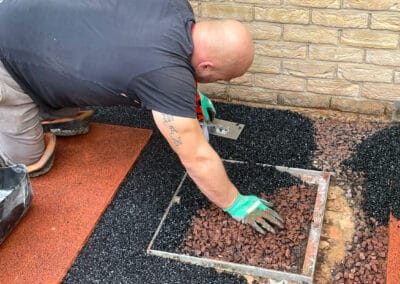 Wet pour rubber installation in Northampton – 35㎡