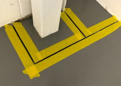 Taped expansion gaps around a pillar