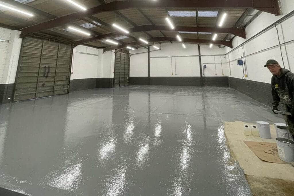 Mid-grey resin coating, at a warehouse in leighton buzzard