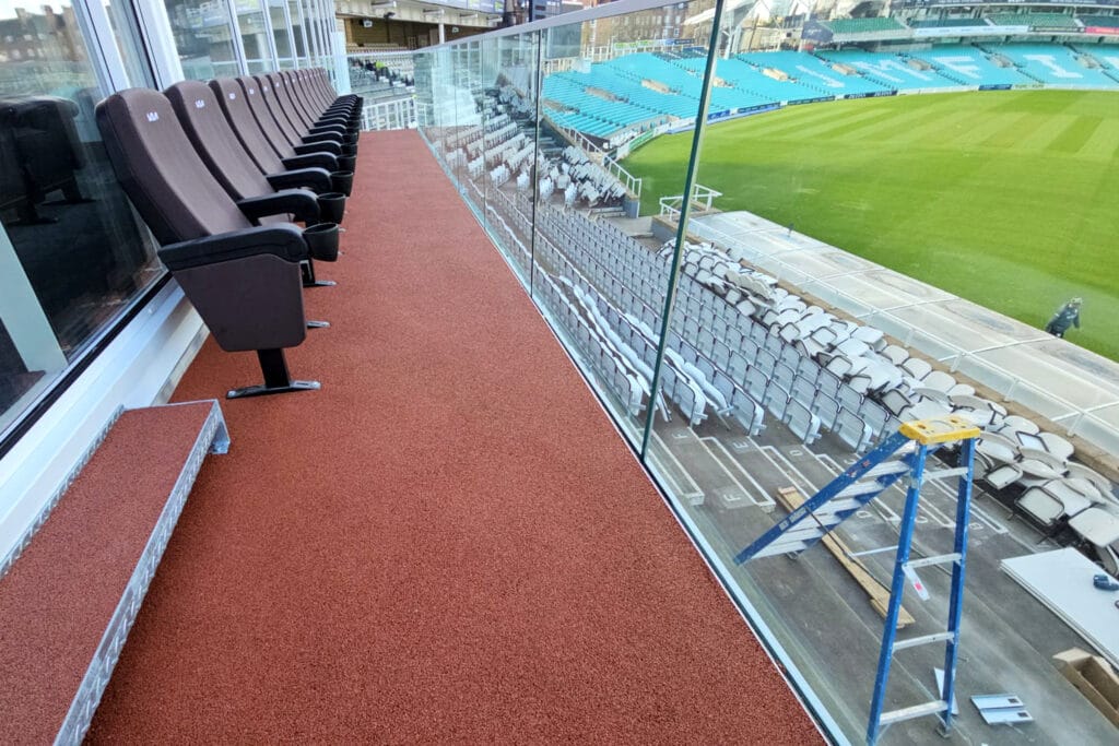 Rubber crumb surface in private box at the oval cricket ground