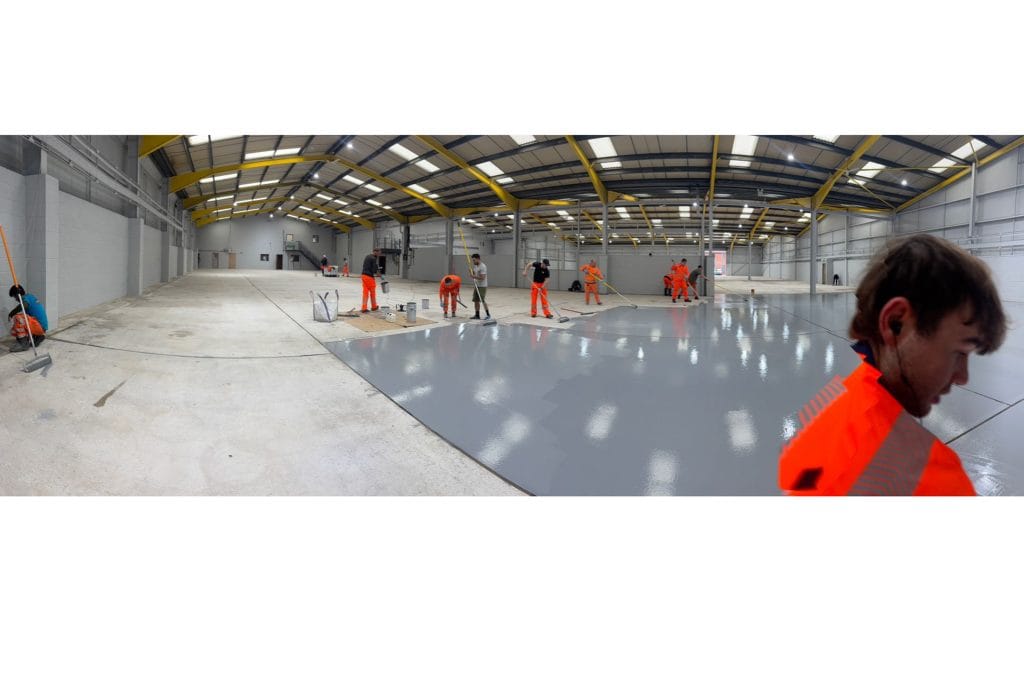 Resin flooring installation at a warehouse in chesterfield, derbyshire