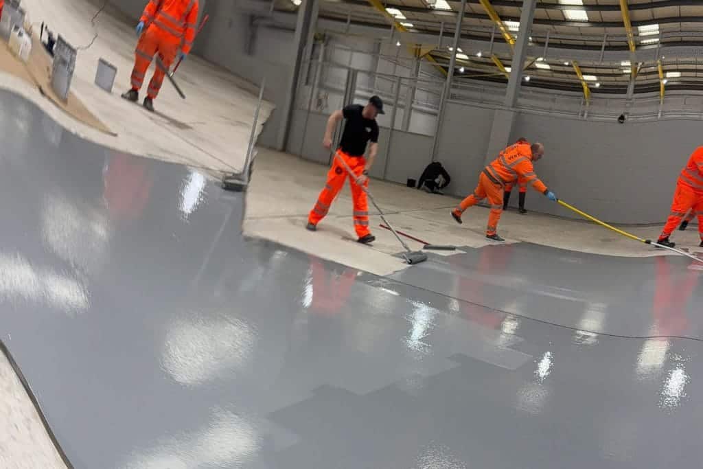 Resin flooring installation at a warehouse in chesterfield, derbyshire