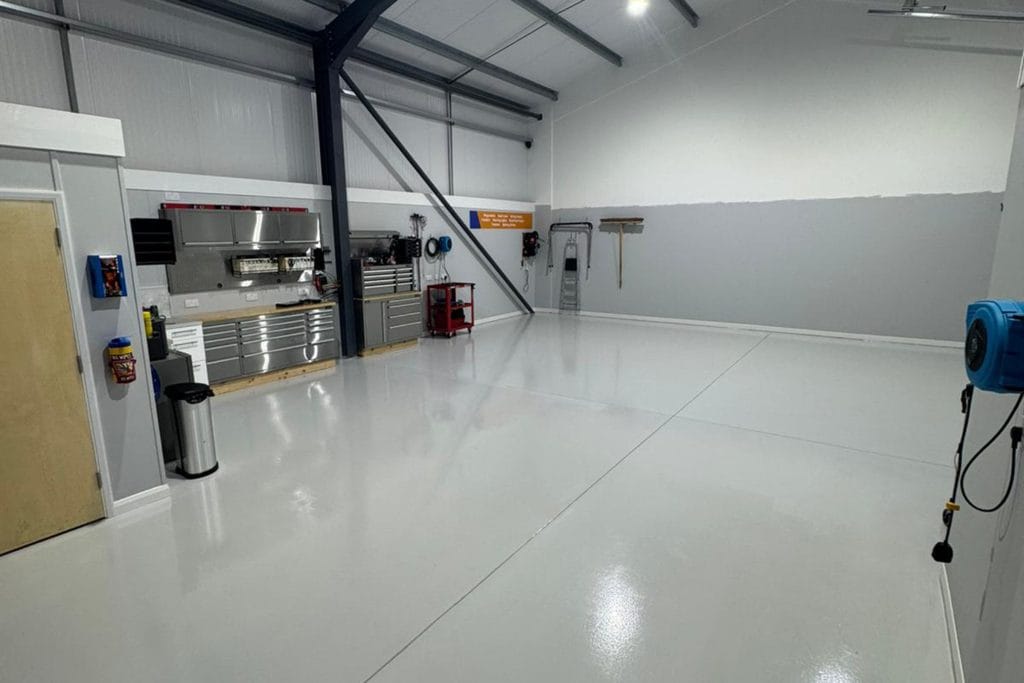 Resin flooring at an auto workshop in spalding, lincolnshire