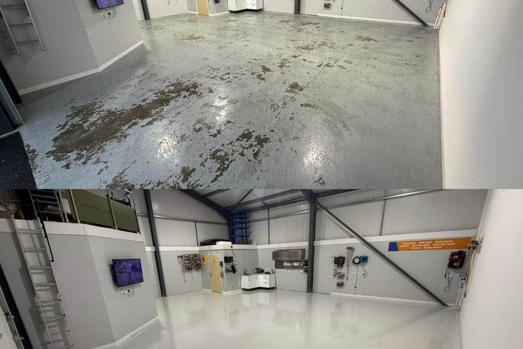 Resin flooring at an auto workshop in spalding, lincolnshire