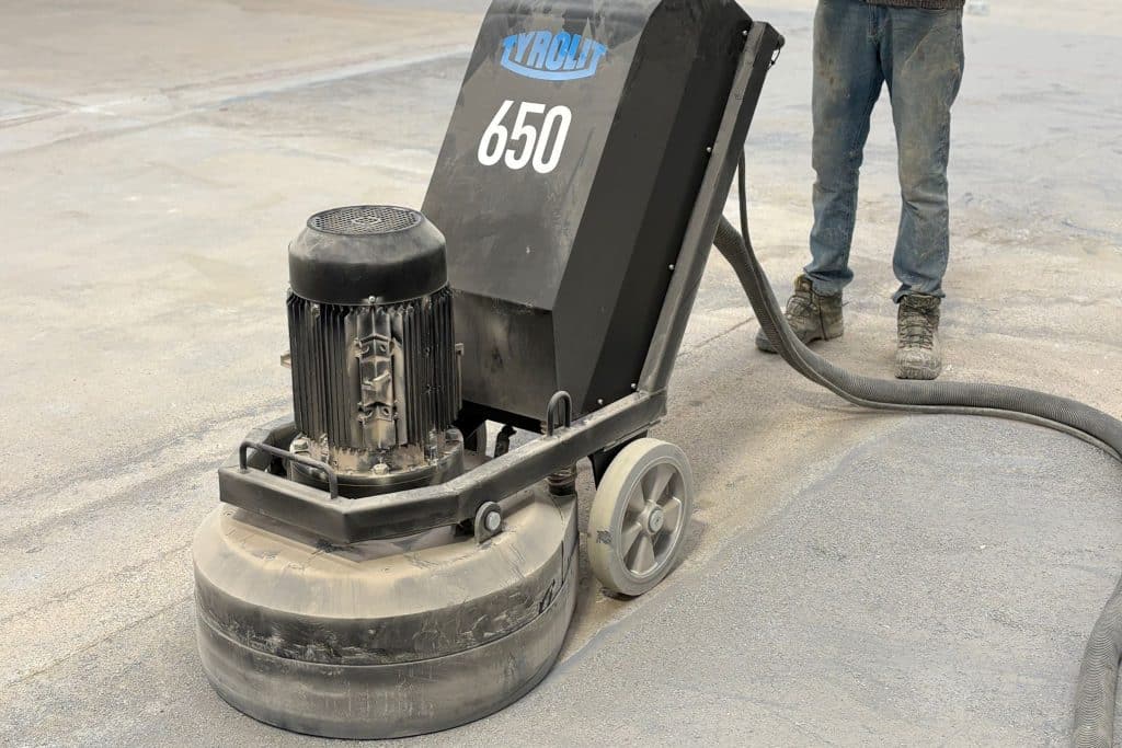 Concrete grinder on a worksite