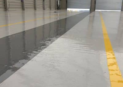 Shiny, freshly coated industrial resin flooring