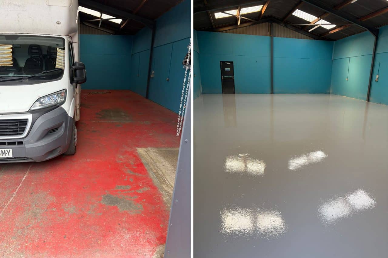 Before and after resin flooring transformation