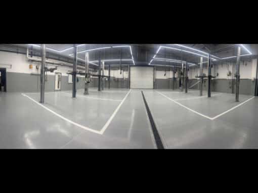Epoxy resin flooring at BYD dealership in Ilford, Essex