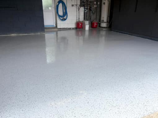 Garage / Gym conversion epoxy flake floor – Cambridgeshire