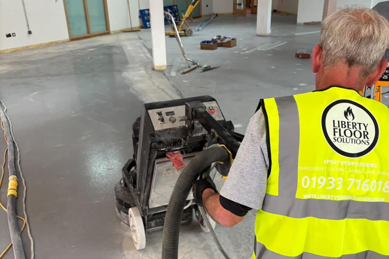 Concrete grinder on a worksite