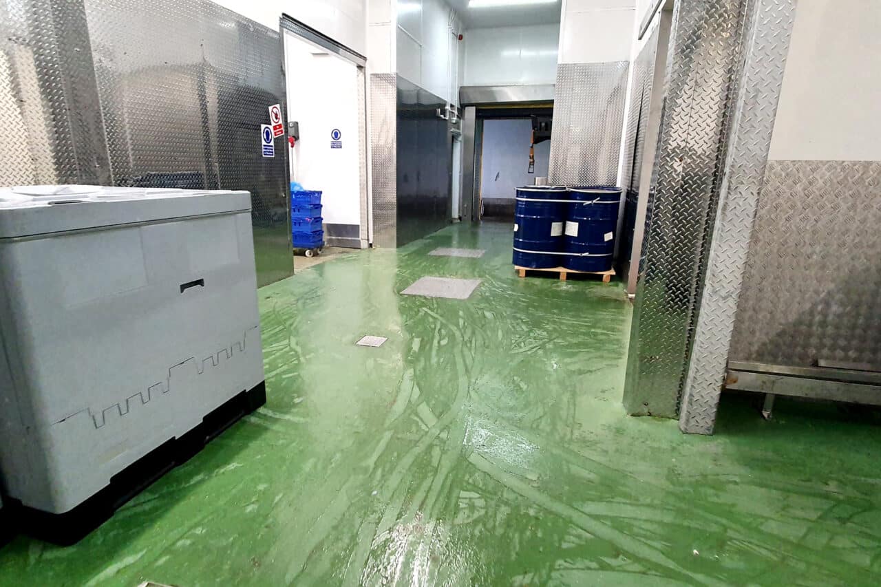 PU flooring in the storage area of a big restaurant